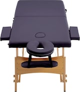 Ein tragbarer Massagetisch mit verstellbarem Kopfstützenpolster.