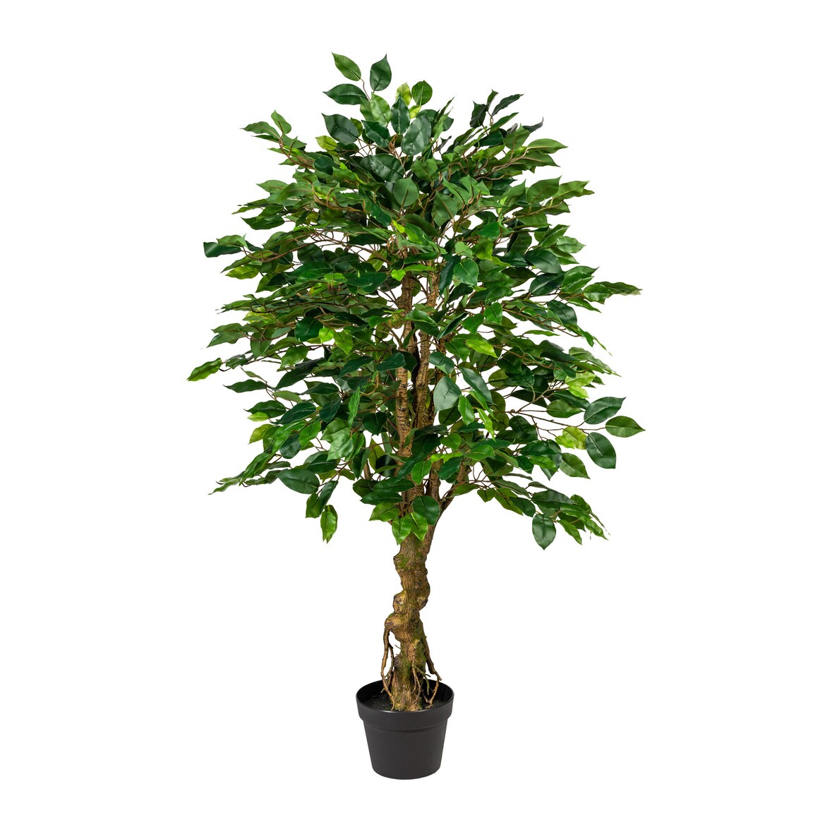CREATIV green künstliche Pflanze Ficus Benjamini, ca 125cm grün, Kunststoff, im Topf 17x14cm schwarz