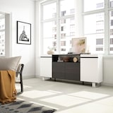 thumbnail of Sideboard, Schrank, Küche, Schrank, Flur, 200x35x87cm, 4 Türen, Industriedesign, Moderner Stil, Schwarz und weiß _ 59_10