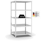 thumbnail of PROREGAL Fachbodenregal Schraubsystem | Grundregal | HxBxT 200x100x80cm | 5 Ebenen | Fachlast 350 kg | Beidseitig nutzbar | Lichtgrau