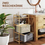 thumbnail of Wäschekorb Bambus Wäscheregal Naturholz 44x34x96 cm mit 2 Stoffkörben 2 Ablagen, Wäschesammler 35 L, herausziehbar und pflegeleicht