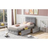 thumbnail of Polsterbett 90x200 cm mit Schublade – klassisches Design, hoher Komfort und praktische Stauraumlösung in Grau