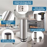 thumbnail of Möbelfüße verstellbar 4er Set 200-370mm Metall Edelstahl Optik 38mm Möbelbeine Metallfüße