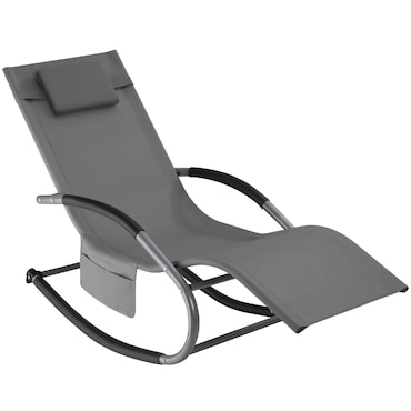 tectake Tumbona de jardín TAYA, ergonómica, función oscilante - por unidad gris
