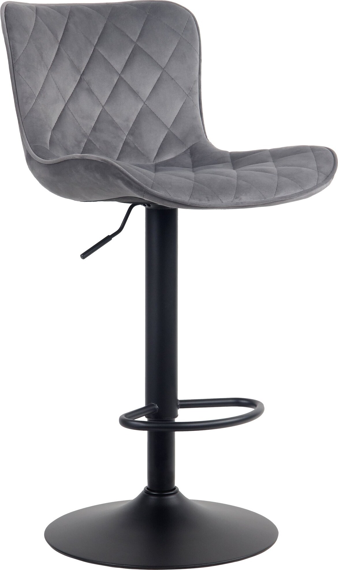 Barhocker BOZON - Samt Dunkelgrau 48x54x83 cm | Barstuhl Höhenverstellbar Mit Lehne Drehbar Tresenhocker Tresenstuhl Kneipenhocker Kneipenstuhl