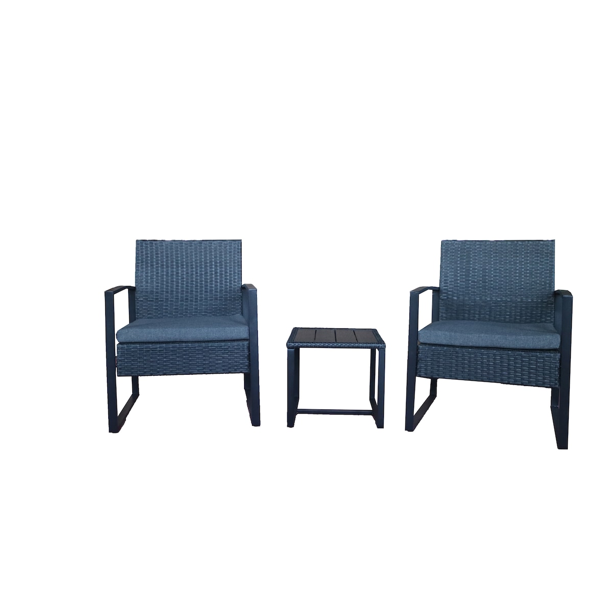 Möbilia Sitzgruppe 5-tlg Polyrattan | 2 Stühle inkl. Kissen B60 x T62 x H80 cm | Tisch B40 x T40 x H37 cm | anthrazit-grau | 10020001 | Serie GARTEN