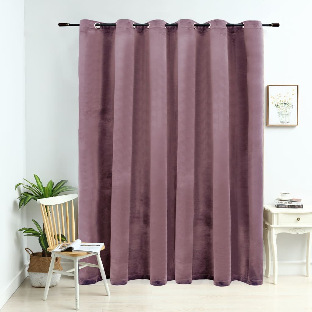 vidaXL Verduisterend gordijn met metalen oogjes fluweel antiek roze 290x245 cm