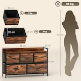 thumbnail of Mueble organizador cajonera de tela con 5 cajones y marco metálico estilo industrial para salón recibidor dormitorio 98x29x63 cm marrón rústico