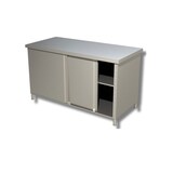 thumbnail of Tavolo acciaio inox armadiato con ante scorrevoli – Prof. 90 - AISI 304, 140x90x85H