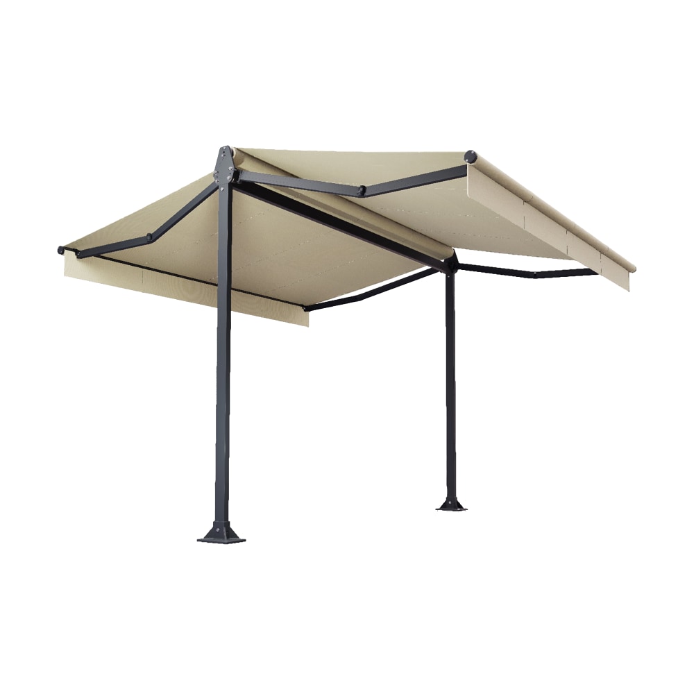 Store double pente Mabay 3,02x2x1,50 M Intersun Manuel (Manuelle - Gris anthracite structuré RAL7016ST - Ecru 300g/m²)