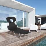 thumbnail of Tumbona Reclinable y Plegable de Jardín con Orificio de Lectura Reposacabezas y Respaldo Ajustable en 5 Niveles para Playa 182x56x28 cm