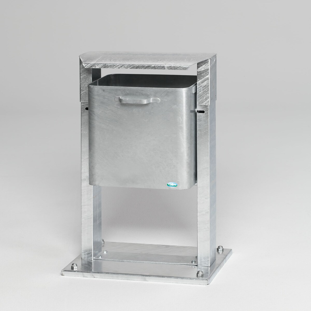 PROREGAL Klassischer eckiger Abfallsammler für Außenbereich | mit Dach | mit Bodenplatte | HxBxT 103x43x31,5cm | Feuerverzinkt | Mülleimer Abfalleimer