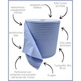 thumbnail of Putztuchrolle, Putzrolle, Putztücher blau 3-lagig, 1000 Blatt, 36x38 cm, perforiert, saugstark, Reinigungstücher