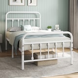 thumbnail of Yaheetech Bettrahmen Vintage Stil 90 x 200 cm Metallbett Bettgestell aus Metall mit Lattenrost, Modern Gästebett Jugendbett, Weiß