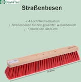 thumbnail of Hochwertiger Straßenbesen 50cm Breit mit 4-Loch Wechselsystem und Aluminiumstiel Besen mit Stiel rote Kunststoff-Borsten