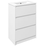 thumbnail of kleankin Móvel de Casa de Banho com Lavatório Armário Casa de Banho de Cerâmica Sintética com 2 Gavetas 61x37x88 cm Branco Brilhante