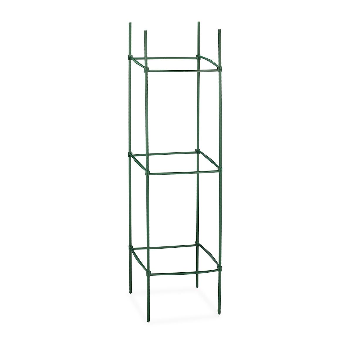 Relaxdays Rankhilfe, 4er Set, HxBxT: 120 x 32 x 32 cm, Blumen & Nutzpflanzen, Metall & Kunststoff, Pflanzenstütze, grün