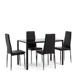 thumbnail of Conjunto de comedor con 4 sillas y mesa rectangular, conjunto de cocina, estilo moderno, tablero de vidrio,sillas de piel sintética-Ettore+Lidia/Negro