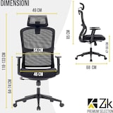 thumbnail of ZIK Silla de oficina giratoria ergonómica Reposacabezas y reposabrazos ajustables en altura, soporte lumbar - Negro