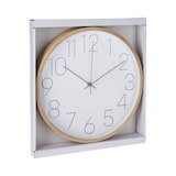 thumbnail of WellHome - Relógio de parede moderno com borda com efeito de madeira - mostrador branco e ponteiros finos Ø30,5 cm