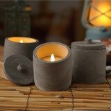 thumbnail of LED Kerzen im Topf mit Deckel Betonoptik Echtwachs H: 10cm grau 3er Set