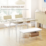 thumbnail of Esstisch-Set 4-teilig 110x70 cm mit 2 Stühlen & Bank Eiche MDF/Metall Platzsparend Komfortabel Küche Esszimmer Modern für 4 Personen