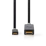 thumbnail of Nedis USB-C Adapter - USB 3.2 Gen 1 - USB-C Stecker - HDMI Stecker - 4K@60Hz - 2.00 m - Rund - Vergoldet - PVC - Anthrazit - Box