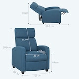 thumbnail of HOMCOM Poltrona Reclinabile Manualmente con Poggiapiedi Tessuto Blu