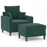 thumbnail of vidaXL Sessel mit Hocker Dunkelgrün 60 cm Samt