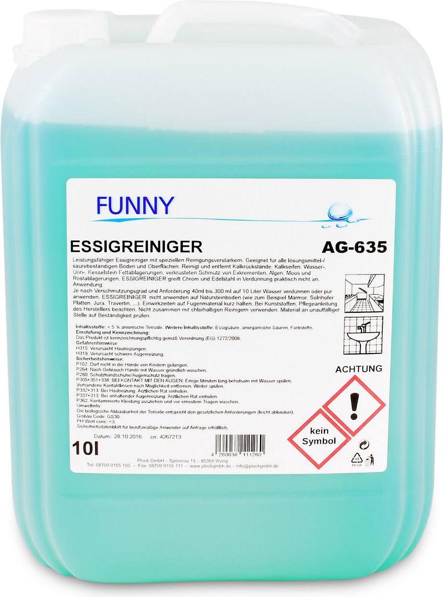Funny Essigreiniger, phosphatfrei, 10 Liter, mikroplastikfrei