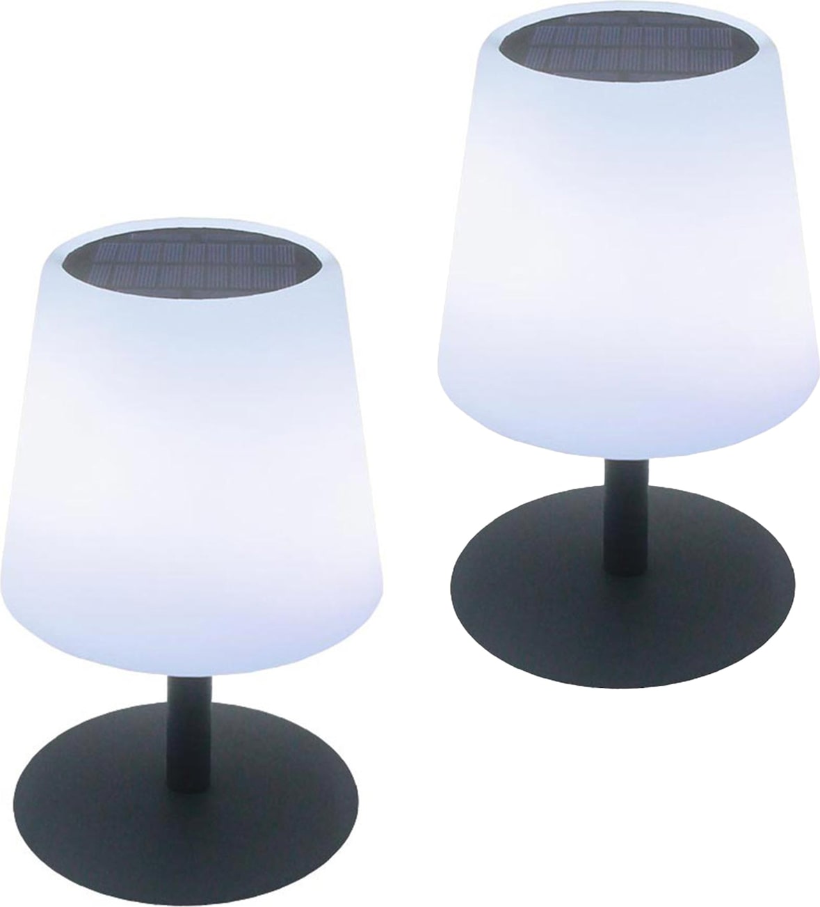 Lumisky 2 kleine, stehende Solar-Tischlampen, H 25 cm Stahl Grau
