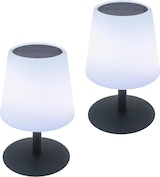 thumbnail of Lumisky 2 kleine, stehende Solar-Tischlampen, H 25 cm Stahl Grau