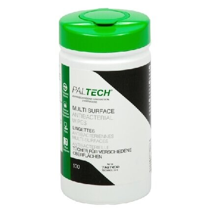 Antibakterielle Tücher PALTECH, Tuchfarbe weiß, in Spenderdose - Maße : 130 x 180 mm  1000 Stück