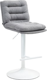 thumbnail of Décoshop26 - Barhocker x1 mit Fußstütze und Rückenlehne gepolsterter Sitz in grauem Stoff und weißem Metall 10_0006509