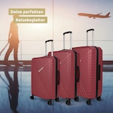 thumbnail of 3tlg. Hartschalenkofferset mit Schloss KENDO ABS Material, Hartschalenkoffer mit Rollen Trolley Koffer Reisekoffer Reisekofferset Gepäck, Rot
