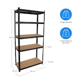 thumbnail of Estantería Modular con 5 Baldas Ajustables Negra 180x90x40cm 875Kg Thinia Home