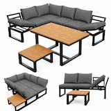 thumbnail of Merax Modulaire tuinloungeset 6-delig, verstelbare rugleuning, 2-in-1 bank & Liegefläche, met tafel & salontafel, grijs