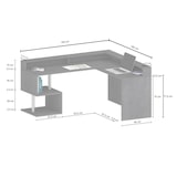 thumbnail of Dmora Schreibtisch Dcharpentie, Eckschreibtisch mit Ablagefächern, Mehrzweck-Büroschreibtisch mit Platte, 180x92,5x160 cm, Weiß