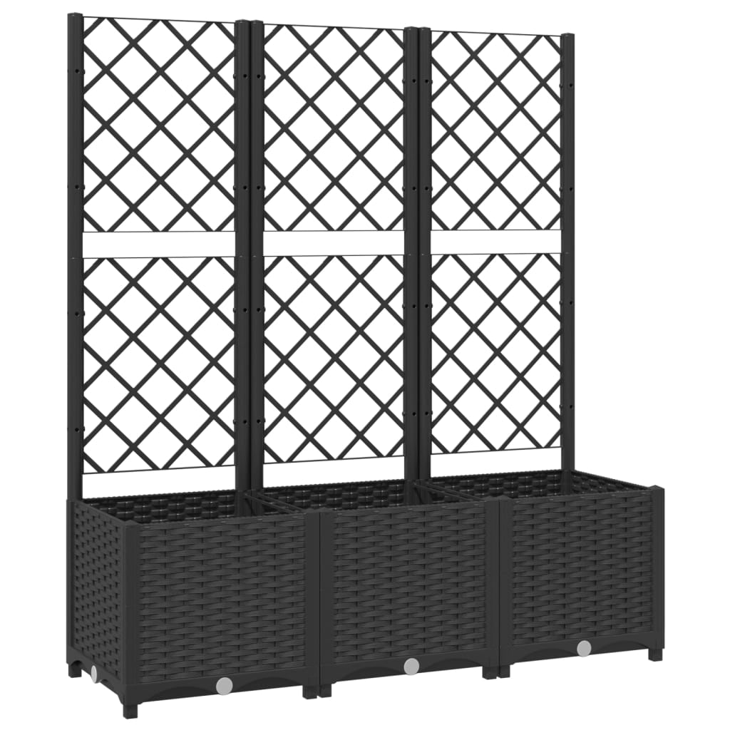 vidaXL Pflanzkübel mit Spalier Schwarz 120x40x136 cm PP