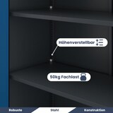 thumbnail of Aktenschrank abschließbar KADO - 5 Ebenen, Flügeltüren | Metallschrank Werkstatt Büroschrank aus Stahl Werkzeugschrank, 185x115x40cm Anthrazit-Blau