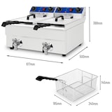 thumbnail of VERTES Roestvrijstalen friteuse, 2x 13 liter inhoud, 50-250 °C, 2x 3000 W, 230 V, koudzoneprincipe, 2 manden, professionele friteuse