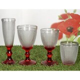 thumbnail of 24tlg Rubin Gläserset rot Glas gepunktet Wasser-Becher Wein-Kelche Sekt-Flöte