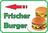 thumbnail of Frischer Burger Schild mit Pfeil links A6 Rückseite selbstklebend