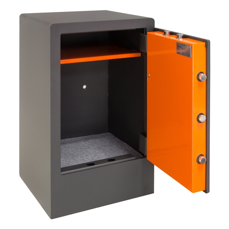 ARREGUI Plus C 180090 Caja fuerte con llave y codigo, con zócalo, Caja de doble seguridad apertura certificada de llave y teclado, 62x38,5x36 cm, 68L