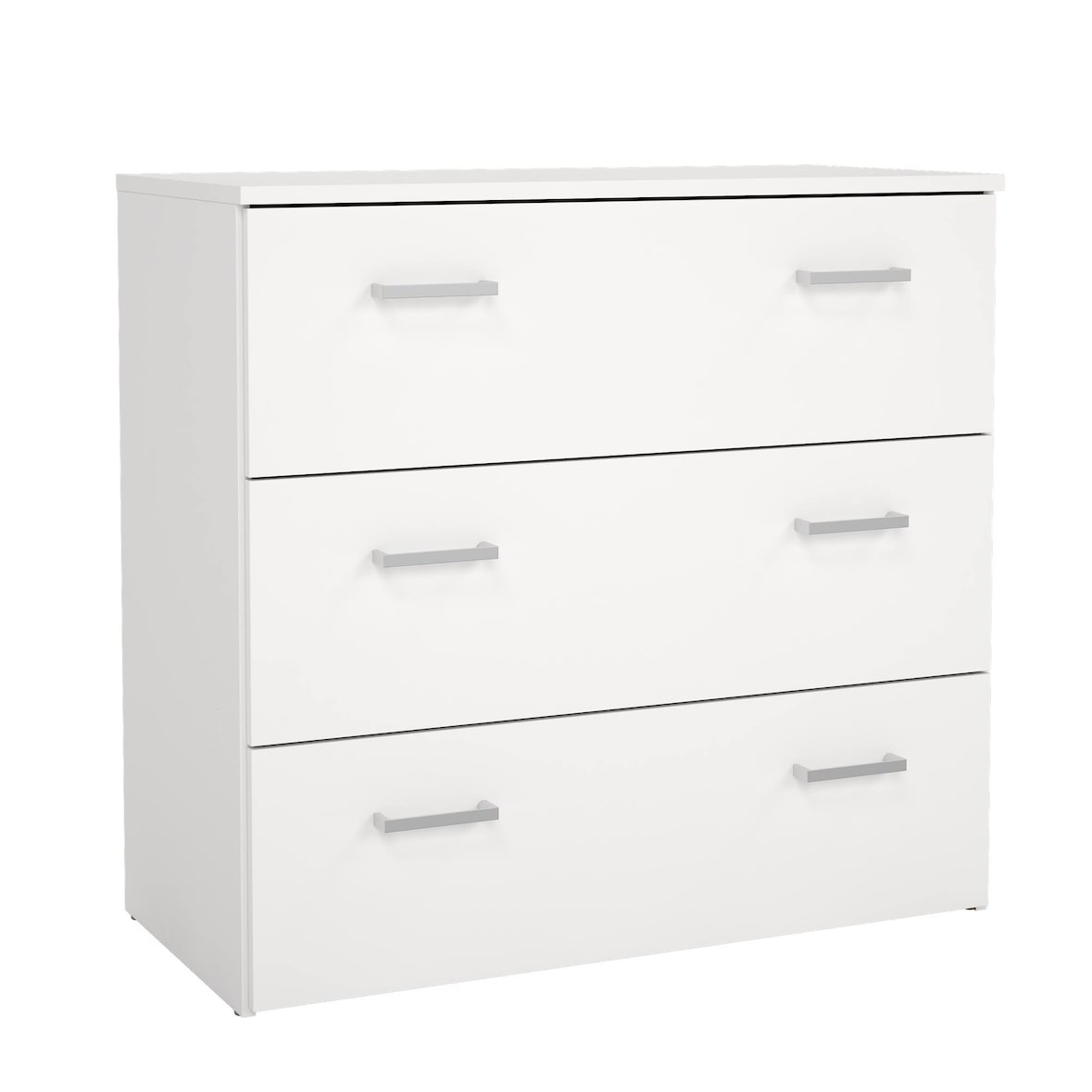 WellHome - Cómoda de Dormitorio con 3 Cajones en color Blanco 75 x 36 x 70 cm - Duero White