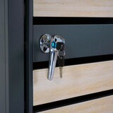 thumbnail of Décoshop26 - Abri poubelle avec bac à plantes porte verrouillable 125 x 68 x 80 cm métal aspect bois de hêtre anthracite 04_0005704