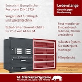 thumbnail of AL Briefkastensysteme 8 Fächer Premium Unterputz Briefkasten Anlage mit Klingeln RAL 7016 Anthrazit Grau, A4, wetterfest, Artikelnummer 132P8U2KSP7016
