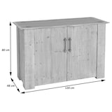 thumbnail of Sideboard HWC-L76, Kommode Schrank, Industrial Massiv-Holz MVG-zertifiziert 80x120x48cm, natur mit Metall-Optik
