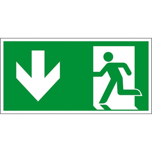 Schild I Rettungszeichen Notausgang, Kunststoff, 300x150mm, ASR A1.3, DIN EN ISO 7010 E001