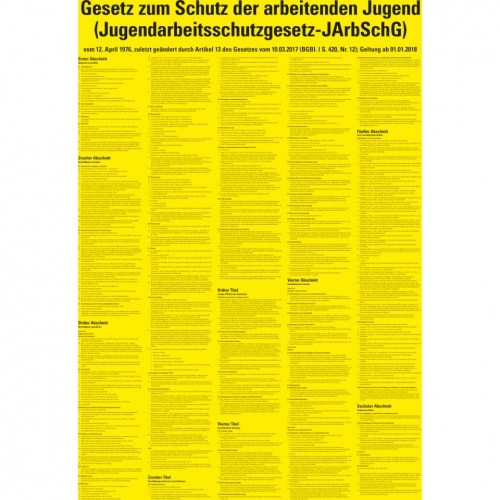 Schild I Aushang Jugendarbeitsschutzgesetz-JArbSchG, Kunststoff, 700x1000mm